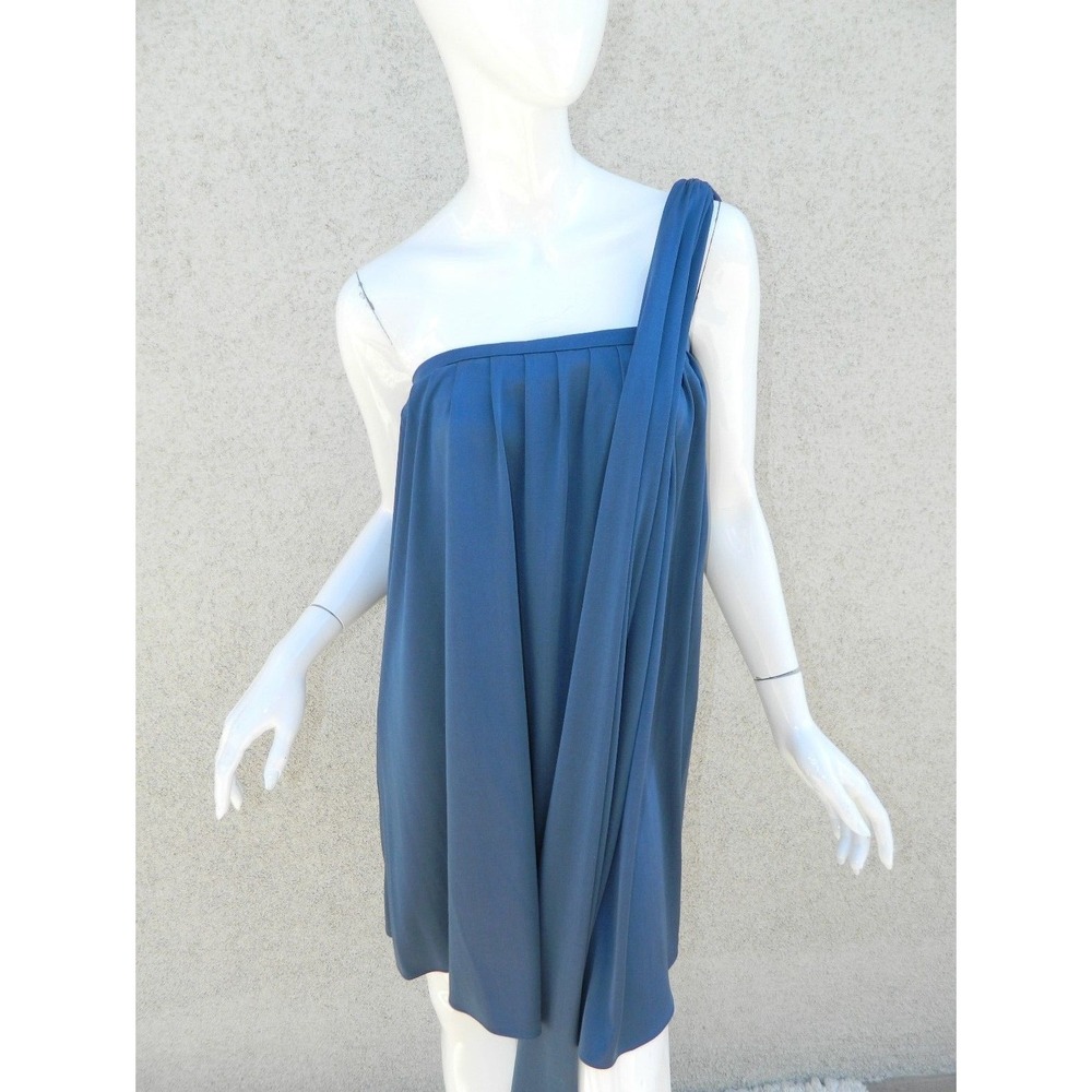 ELIZABETH AND JAMES Dress Size Medium Blue‎ Silk One Shoulder Drape
